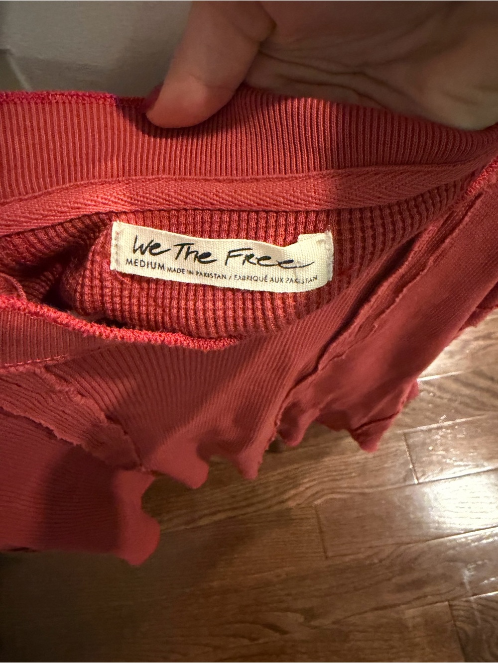 Free People Rust Red Ribbed Long-Sleeve Lightweight Top - Picture 3 of 4